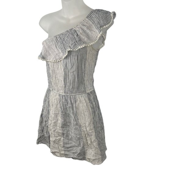 American Eagle Dress Mini One Shoulder Knee Length Crinkle Ruffle Womens Size XS - Picture 2 of 11